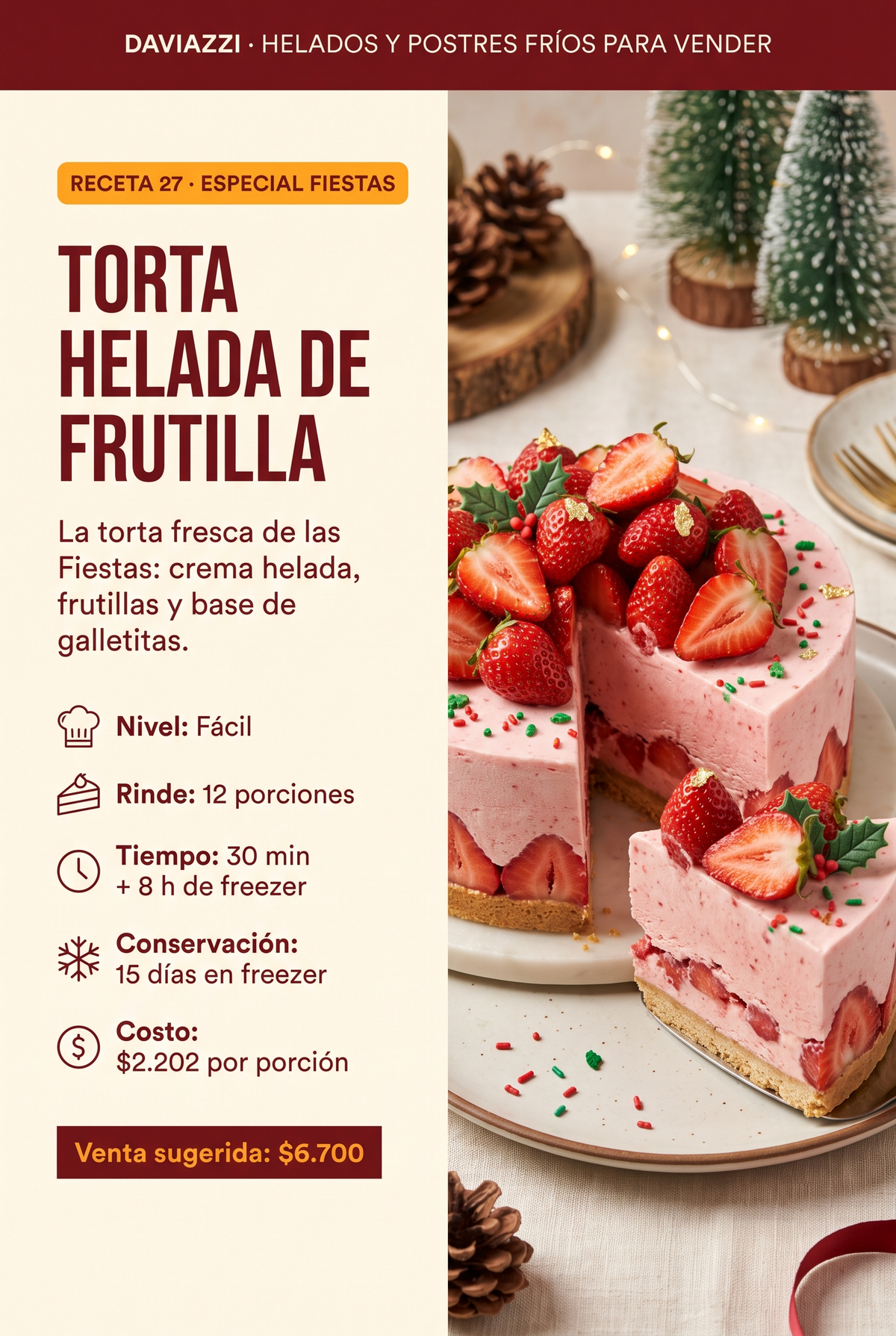 Especial Fiestas: Torta helada de frutilla